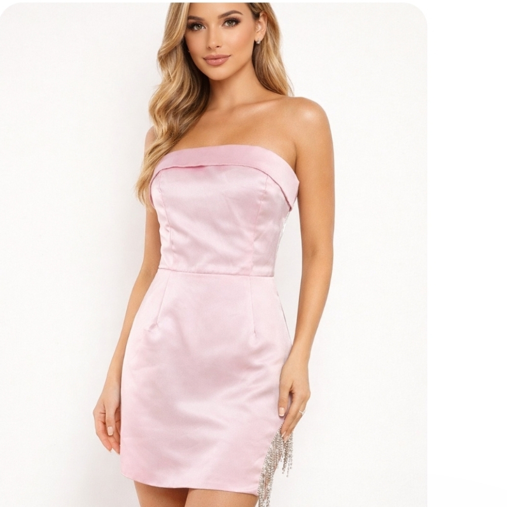 Glamorous | Marshmallow Pink Satin Cocktail Dress NWT